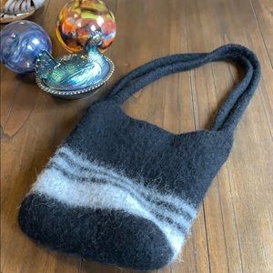 Handcrafted Boiled Wool Mohair Two Handle Bag